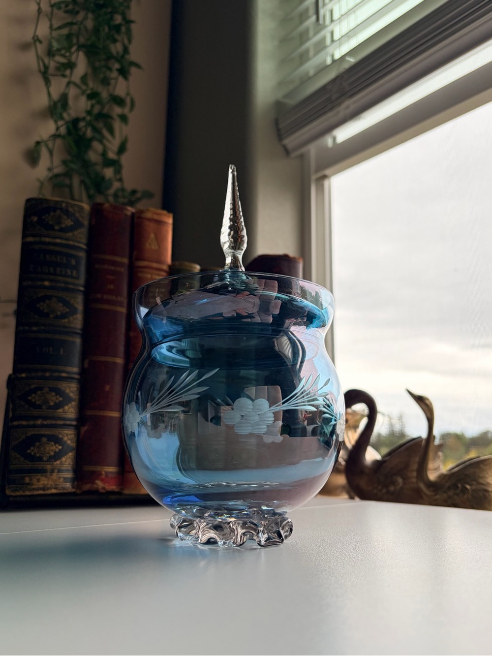Vintage | Hand Blown Glass Candy Dish w/ Lid